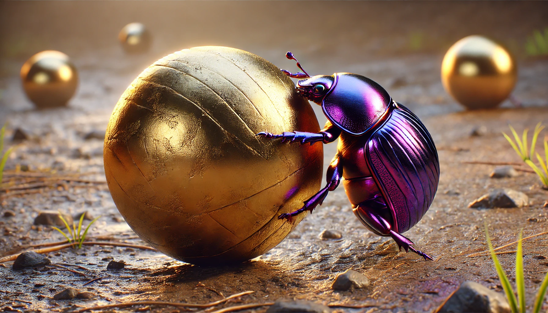 Tumblebug Rolling a Golden Ball